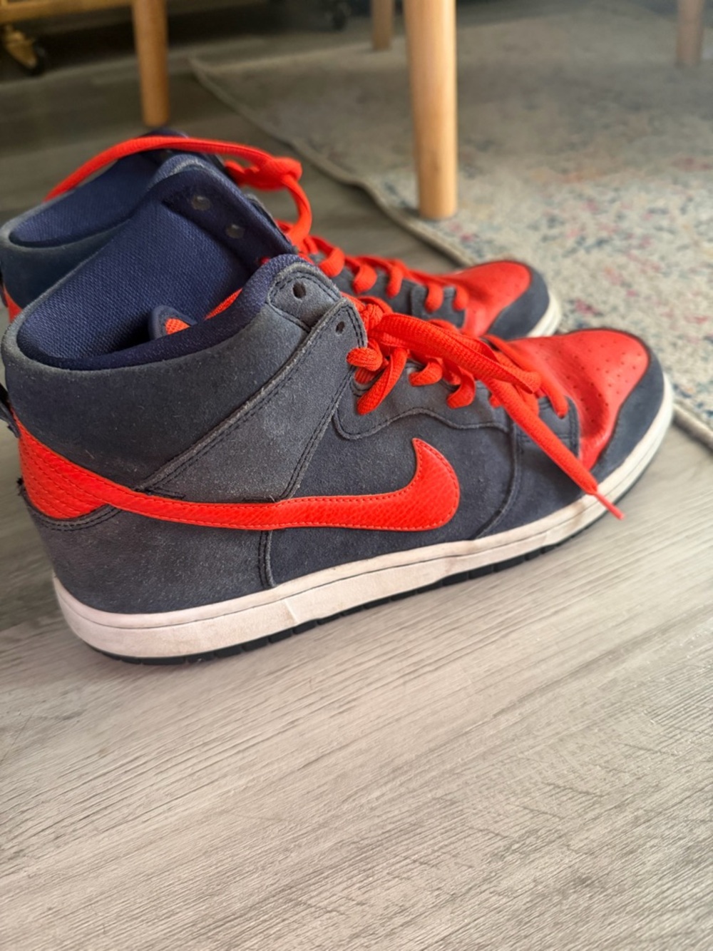 Nike Dunk High Pro Sneakers in Navy and Red-Orange